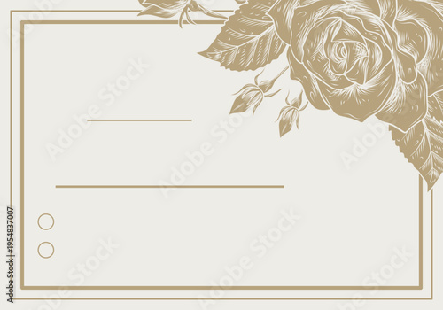 アンティーク調の繊細なバラ装飾が施されたエレガントで高級感のあるクラシックフレーム背景素材