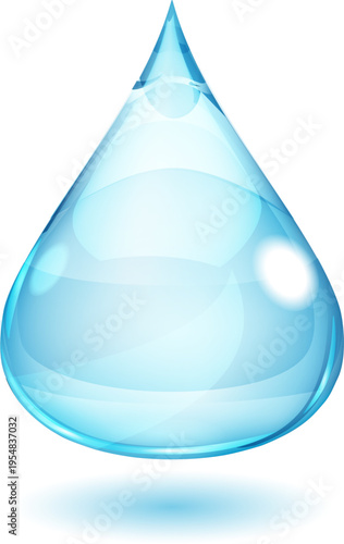 透明感あふれるリアルな光沢を持つ水滴一滴のシンプルで清潔感のあるナチュラルイメージ素材