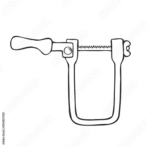 Hacksaw metal saw tool monochrome line art vector