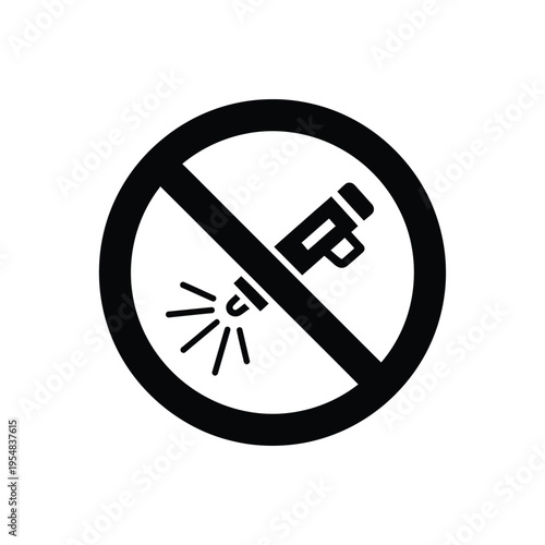 A black and white prohibition sign depicts a drone with a cancellation line indicating no drones allowed high quality