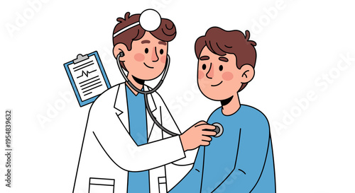 Doctor examining patient with stethoscope healthcare medical checkup illustration