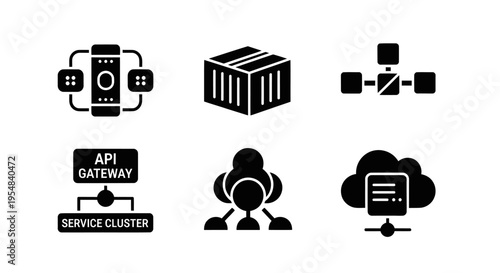 API Gateway, Cloud Computing, Network Connection Icons Set
