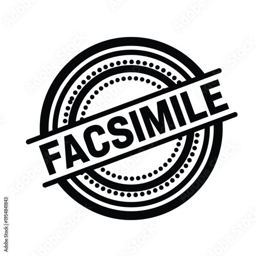 A black and white circular stamp displays the word facsimile in bold capitalized letters with a dotted border