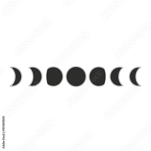 Moon Phases Graphic: Crescent to Full Moon Cycle Illustration