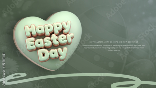 Easter Day Heart-Shaped: A heart-shaped message to celebrate Easter day and share seasonal happiness.