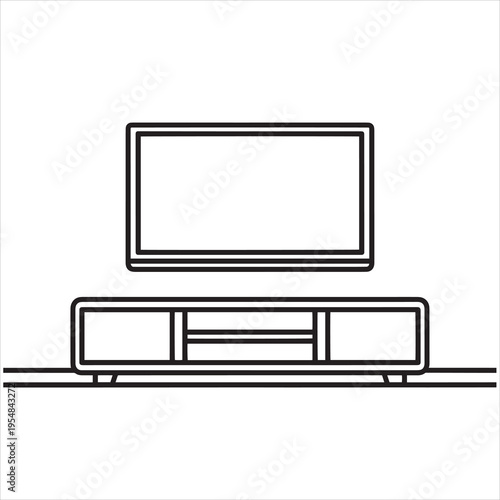 Vector illustration of TV on modern media console