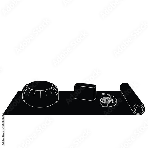 Set of 4 yoga props vector icons