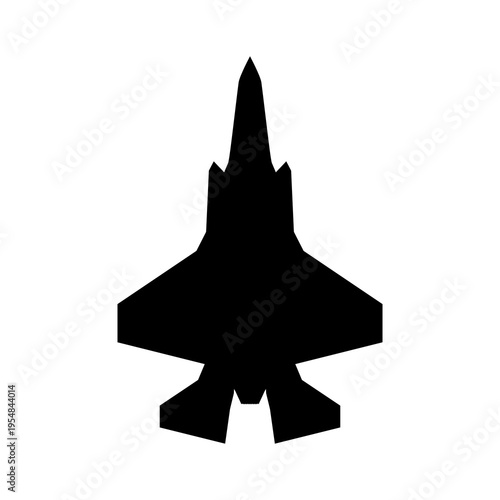Lockheed Martin F-35 Lightning II Fifth-Generation Stealth Fighter Plan View Silhouette Black Isolated White