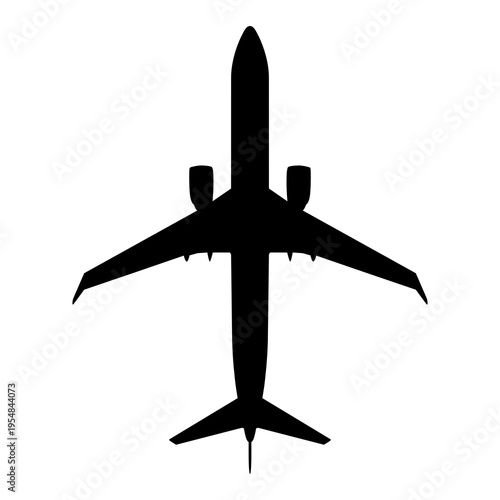 Boeing 737 World's Best-Selling Airliner Plan View Silhouette Black Isolated White Background