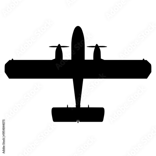 Quadro su tela Canadair CL-415 SuperScooper Amphibious Firefighting Aircraft Plan View Silhouet