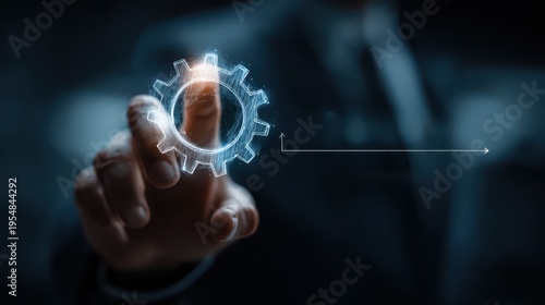 Maximize productivity and time management with glowing gears icon in business environment for efficient work strategies