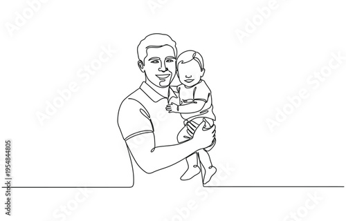 Continuous one line drawing Family and children spending time together.