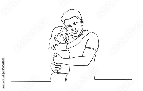 Continuous one line drawing Family and children spending time together.