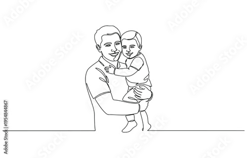 Continuous one line drawing Family and children spending time together.