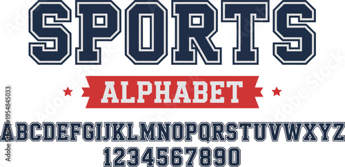 Varsity Sports Alphabet Numbers Collegiate Athletic Vector Typography for Team Branding Apparel Design