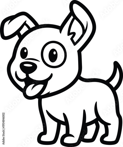 Cute cartoon dog with big eyes and floppy ears