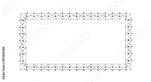 Black and white diamond pattern border isolated on a transparent background