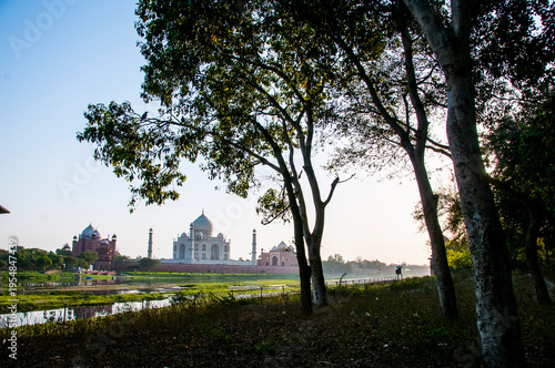 Taj Mahal View from the bank of the Yamuna River,