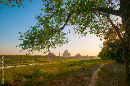 Taj Mahal View from the bank of the Yamuna River,