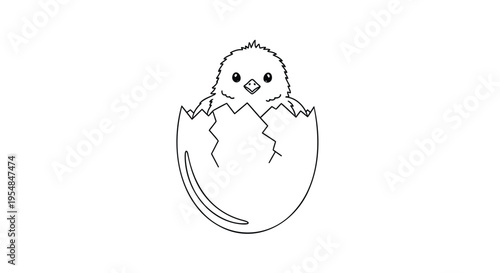 Vector illustration of a cute chick hatching from egg