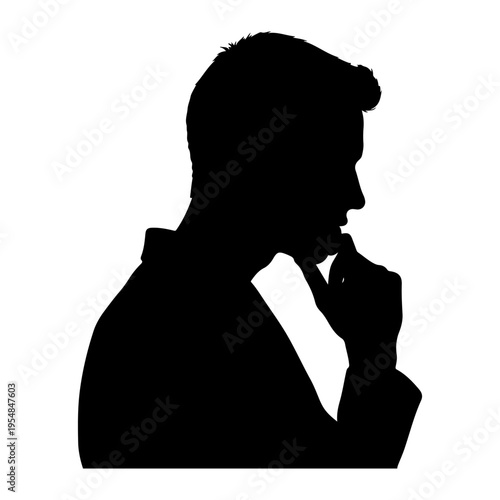 Silhouette of a man thinking, profile view, vector illustration