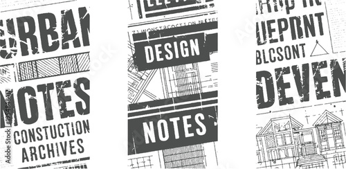 Urban construction notes blueprint development with architectural