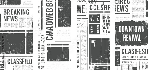 Vintage Newspaper Collage With Breaking News Classifieds And Downtown Revival Headlines