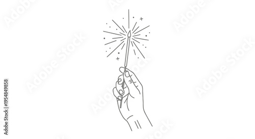 Vector illustration of hand holding sparkler