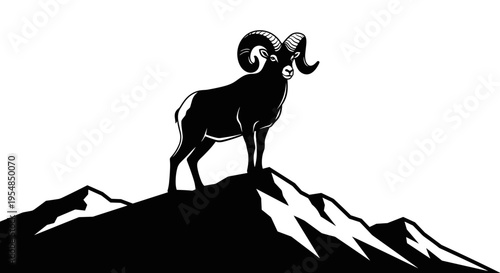 Bighorn Sheep on Mountain Peak 1.