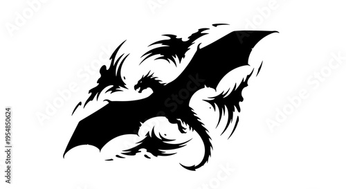 Black Bat Flying Silhouette Animal 1.