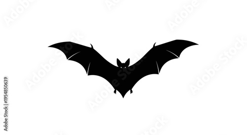 Black Bat Flying Silhouette Animal.
