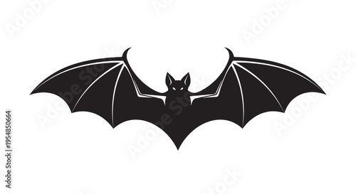 Black Bat Silhouette Flying Alone.