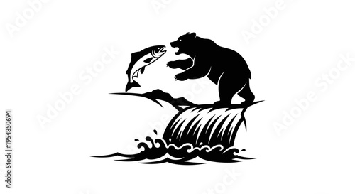 Black bear catching a fish.