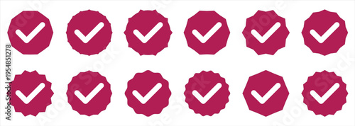 Round colourful Cheak mark icon set isolated on white background. Vector illustration. Blue cheak mark.