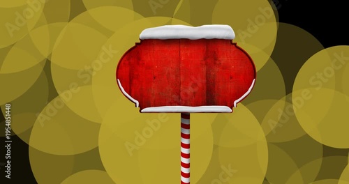 Animation of road sign with copy space over light spots on black backrgound