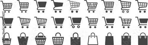 Shopping Cart Collection: A diverse collection of shopping carts, showcasing various designs and styles, symbolizes the essence of retail and e-commerce transactions.