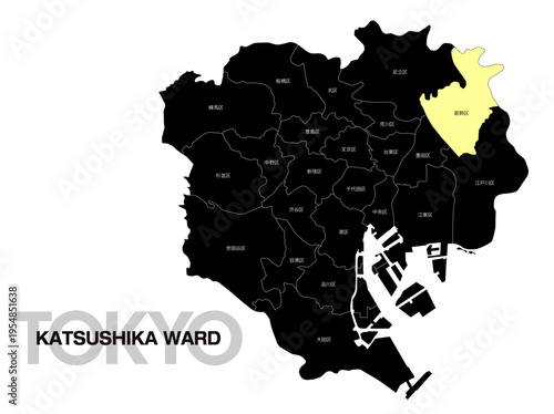 東京都葛飾区の位置地図 区名有り 03