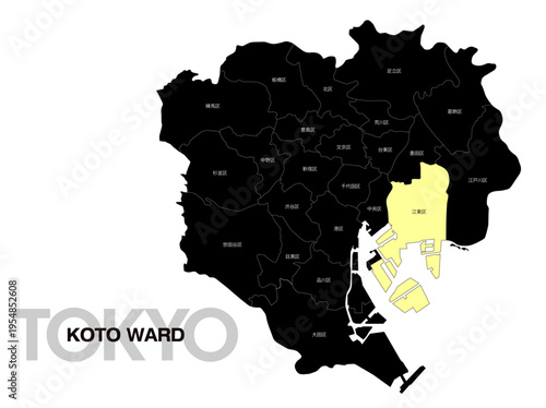 東京都江東区の位置地図 区名有り 03