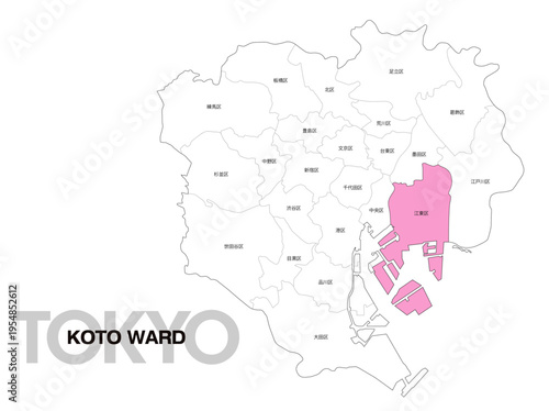 東京都江東区の位置地図 区名有り 04