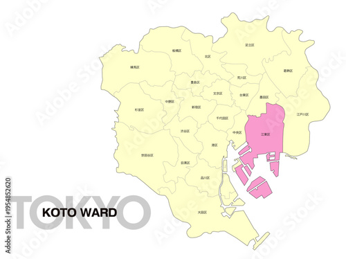 東京都江東区の位置地図 区名有り 01