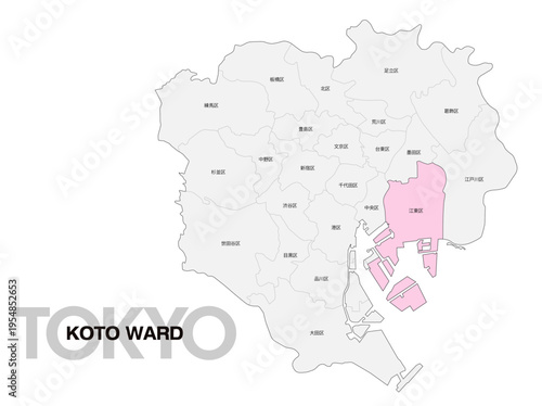 東京都江東区の位置地図 区名有り 02