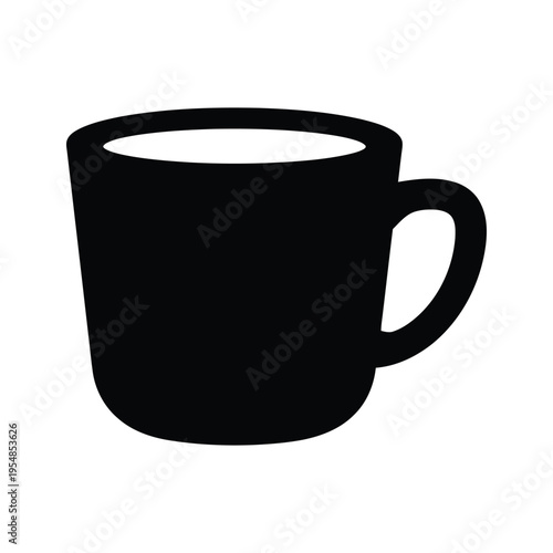 A simple black coffee mug on a white background