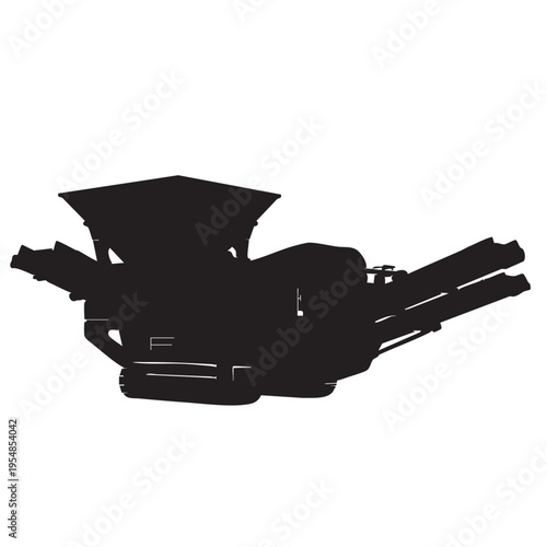 Industrial mobile crushing and screening plant silhouette for mining and construction aggregate processing