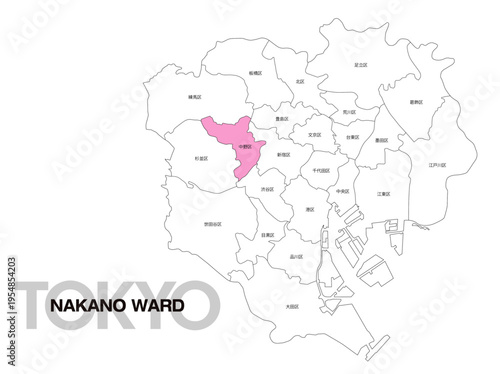 東京都中野区の位置地図 区名有り 04