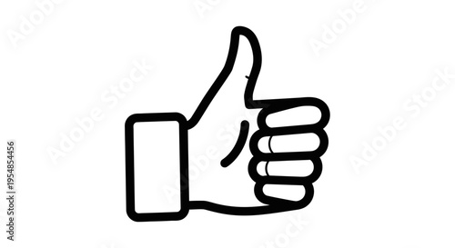 Black outline thumbs up hand gesture icon on isolated white background
