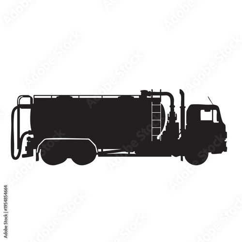 Vacuum truck silhouette for industrial waste management and septic tank cleaning