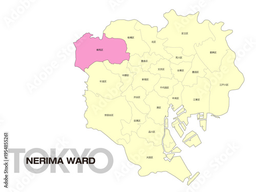 東京都練馬区の位置地図 区名有り 01