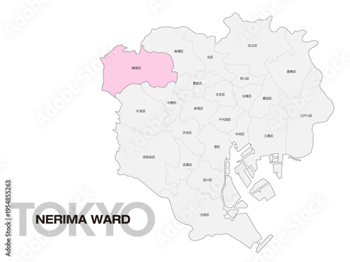 東京都練馬区の位置地図 区名有り 02