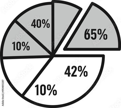 pie chart with percentage data distribution flat design vector illustration