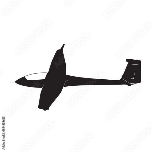 Sleek glider aircraft silhouette for aviation and soaring sports recreation
